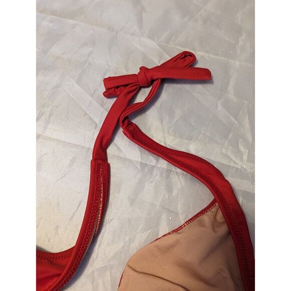 J Crew Women’s Halter Tie Neck Bikini Swim Top XS Red BY633 (888) - Picture 8 of 11